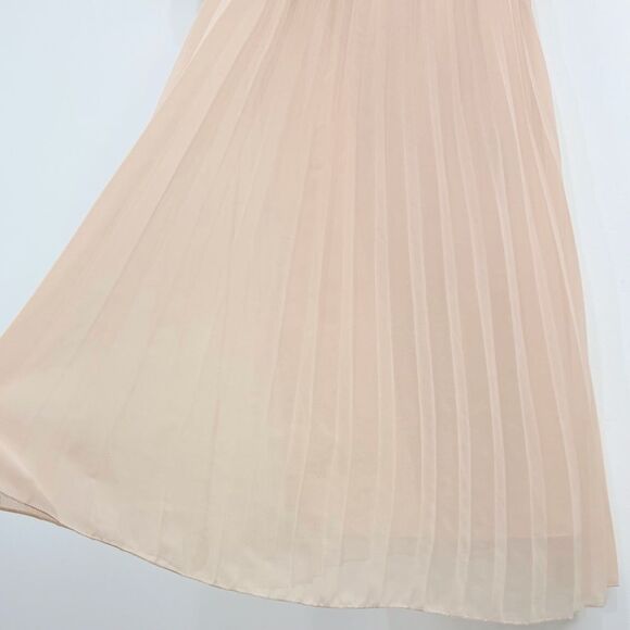 ASOS Nude Blush Pleated Off Shoulder Flowy Midi Dress NEW - Picture 9 of 16